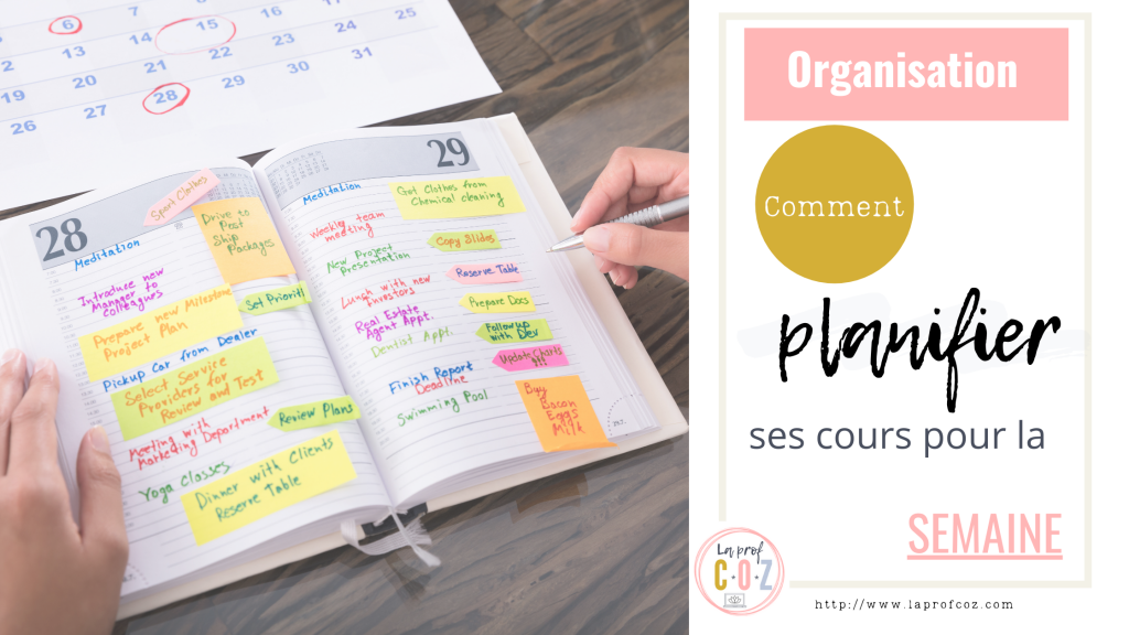 planifier sa semaine, prévoir les activités pédagogiques, organisation pour les profs
